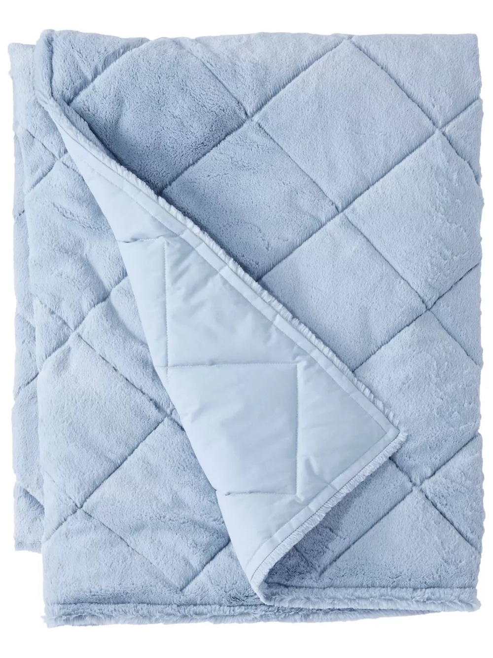 L.L. Bean Quilted Ultraplush Primaloft Throw in Light Blue